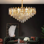 Gold Amber Crystal Chandelier Lights Modern Room Decor Hanging Lamp