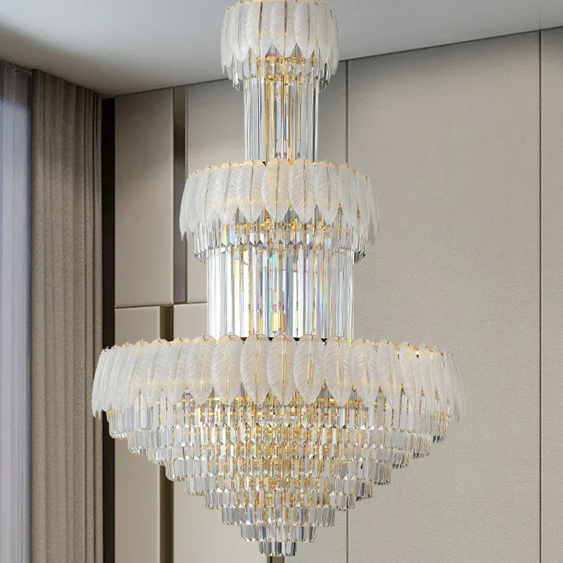 Luxury Spiral Staircase Chandelier for Duplex Villa Hall and Hotel Project