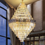 Crystal Chandelier: Luxe Stairwell Lighting for Penthouse Villa