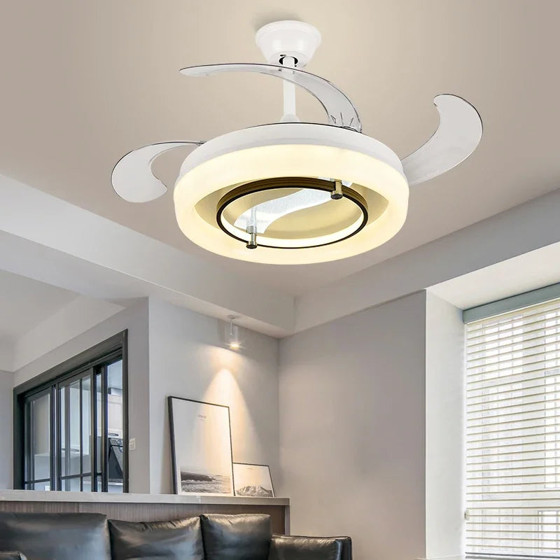 42" Bladeless Ceiling Fan Chandelier with Remote & Retractable Blades
