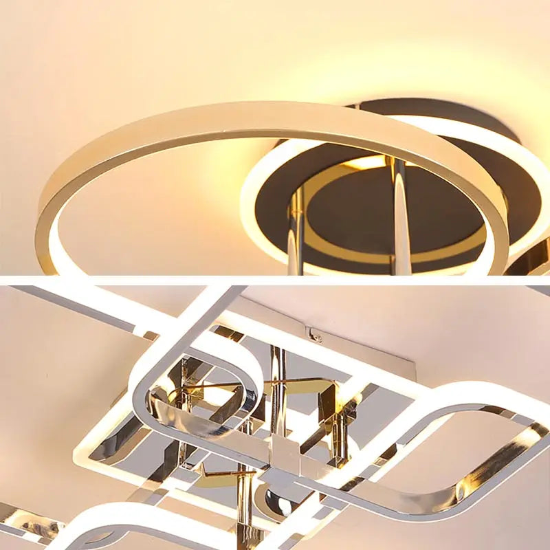 Modern Chrome Ceiling Chandelier LED Light Fixture with Remote Control for Home Decor