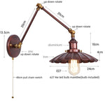 Industrial Rustic LED Wall Sconce, Long Arm Vintage Iron Light Fixture