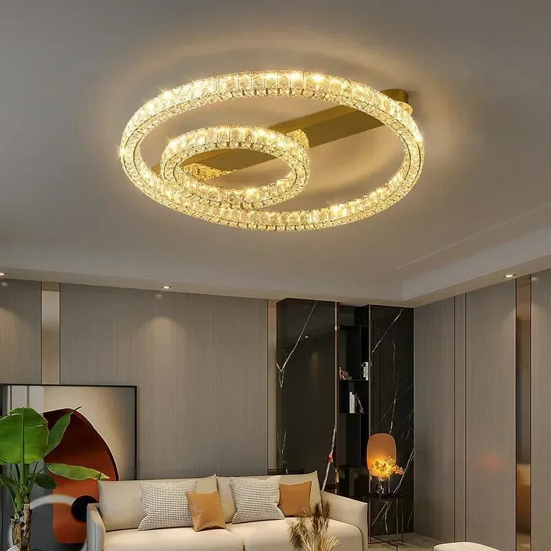 Crystal Ceiling Lights: Modern Luxury Dimmable LED Chandelier for Living Room