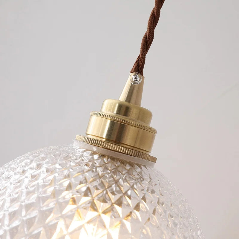 Glass Globe LED Pendant Light Fixture for Porch Kitchen Aisle, Adjustable Hanging Lamp