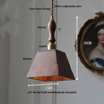 Walnut Wood LED Pendant Lamp 200cm Adjustable Nordic Modern Hanging Light