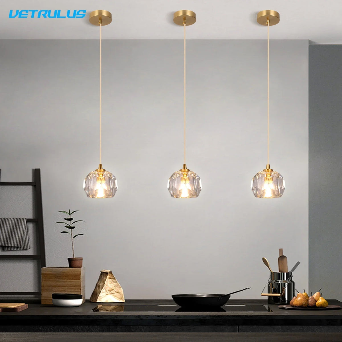 Crystal Pendant Light with Adjustable Height for Kitchen Island BedRoom Aisle Decor