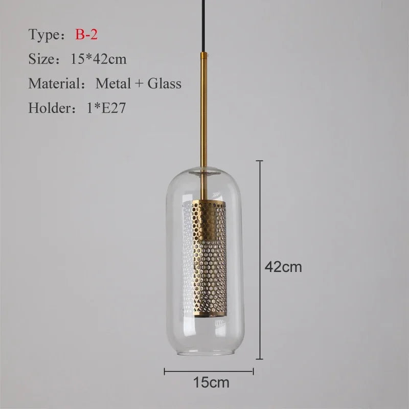 Nordic Glass Pendant Light for Kitchen Coffee Bar Dining