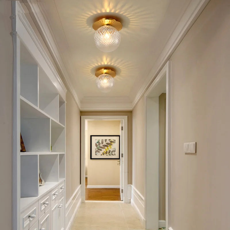 Iron Glass LED Ceiling Lamp Ball Shape Modern Living Room Light Fixtures