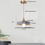 Afralia™ Terrazzo Stone LED Pendant Light with Copper Knob Switch, Adjustable Hanging Lamp