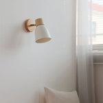 Iron Wood LED Wall Light Rotate Bedside Lamp Afralia™