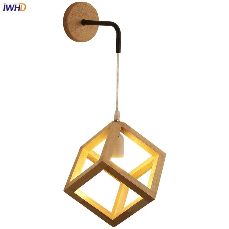 Afralia™ Wood Cube LED Wall Lamp - Modern Nordic Design for Home Decor
