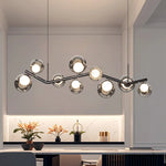 Afralia™ Glass Globe Black Led Pendant Chandelier - Nordic Style Dining Room Decor