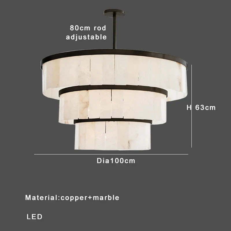 Round Marble Chandelier Ceiling Light Fixture for Kitchen Dining Room