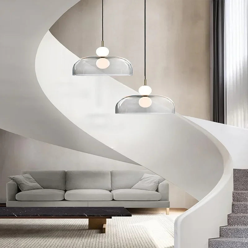 Double Balls Glass Chandelier Pendant Light for Kitchen Dining Room