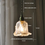 Afralia™ Pink Flower Glass LED Pendant Light Fixture, Modern Nordic Decor