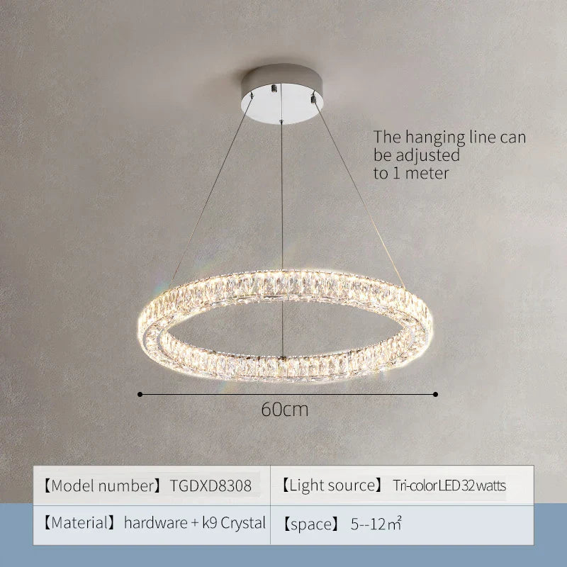 Crystal Chandelier Ring - Elegant Light Luxury for Living Room, Dining Room & Bedroom