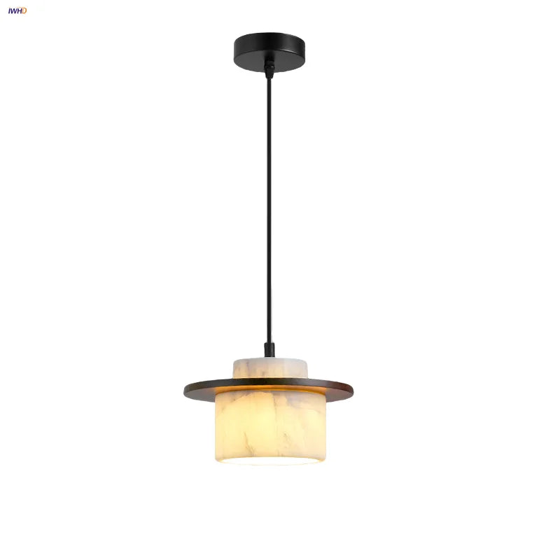 Afralia™ Wabi Sabi LED Pendant Lights Wood White Marble Stone Hanging Lamp