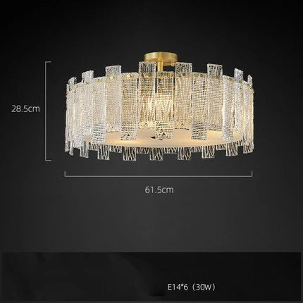 Art Deco Golden Copper Glass Chandelier LED Lighting Fixture