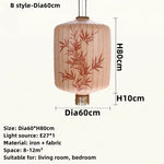 Handmade Japanese Lantern Painting Pendant Lamp Fabric Chandelier