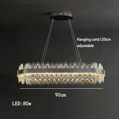 Luxury LED Chandelier Black Crystal Modern Suspension Island Dining Lamp