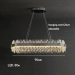 Luxury LED Chandelier Black Crystal Modern Suspension Island Dining Lamp