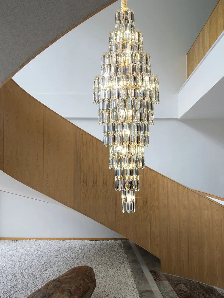 Crystal Loft Pendant Light: Sleek Spiral Staircase Chandelier