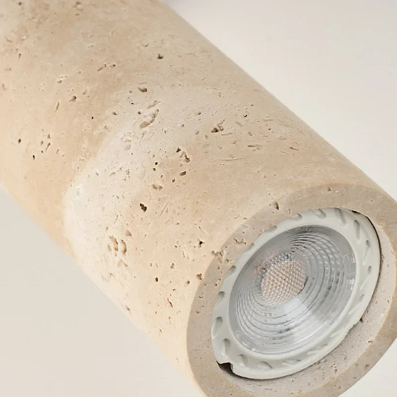 LED Wall Sconce Yellow Travertine Stone Wood Nordic Modern Rotate Bedside Lamp