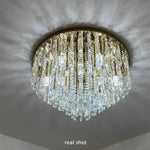 Crystal Steel LED Ceiling Chandelier, Modern Art Deco Lighting Fixture