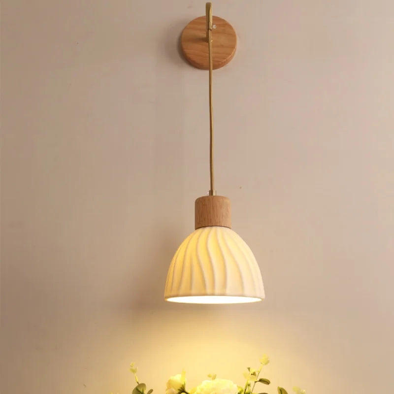 Nordic LED Wall Sconce Wood Base Modern Vanity Light
