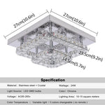 Crystal Drop Chandelier Ceiling Light with RC Dimming for Modern Home Decor