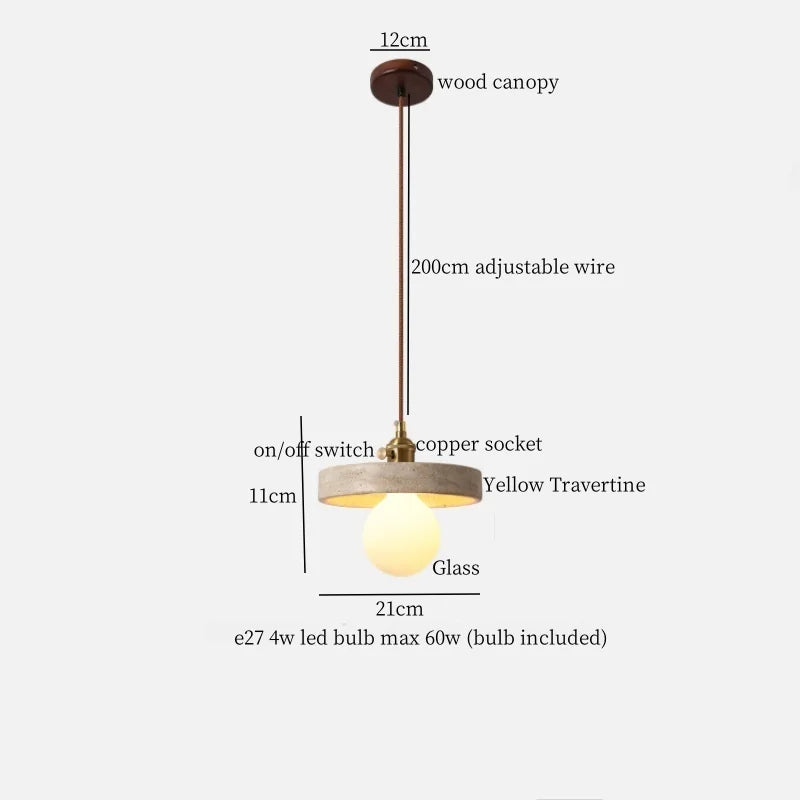 Nordic Modern LED Hanging Lamp Yellow Travertine Afralia™ Loft Living Dining Pendant Light