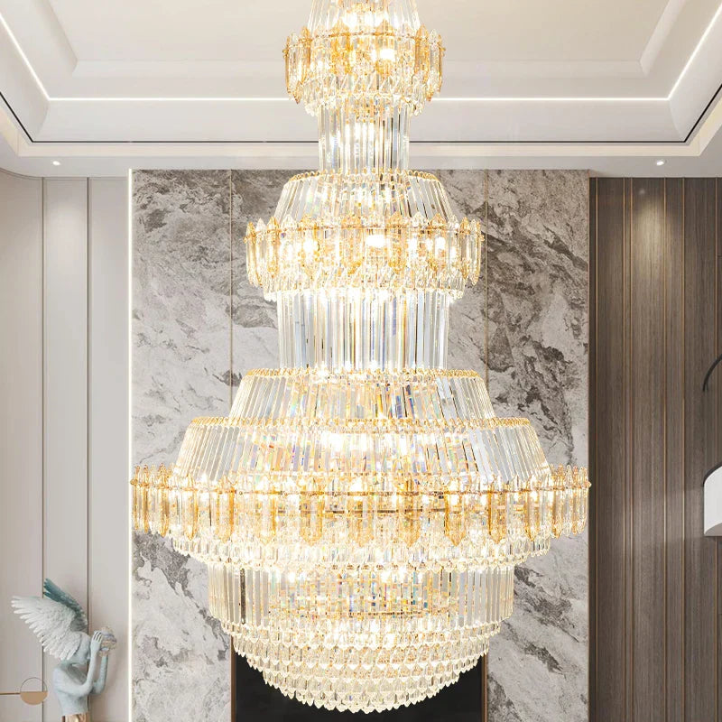 Crystal Chandelier: Villa High Living Room Luxury Lighting