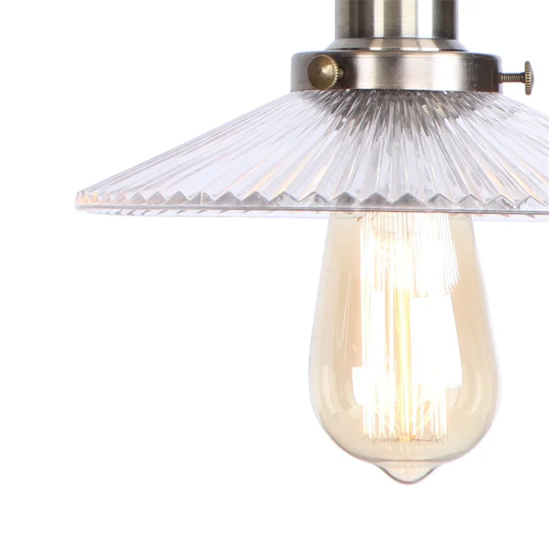 Vintage Clear Glass LED Wall Lamp, Industrial Pull Chain Switch, Adjustable Light Fixtures
