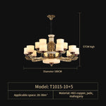 Luxury Copper Marble Chandelier for Living Room in New Chinese Style