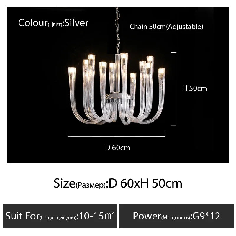 Glass Chandelier LED Hanging Light for Living Room Bedroom Dining Room - 2024 Collection.