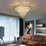 Crystal LED Ceiling Chandelier: Remote Dimming Round Lamp for Luxury Home Decor