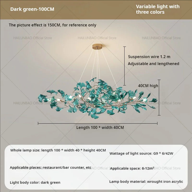 Gingko Leaf Chandelier: Modern Luxury Art Decor for Home, Restaurant & Bar