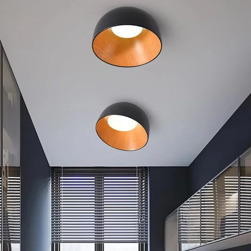 Wood Grain Bevel Ceiling Lamp for Corridor Bedroom Living Room