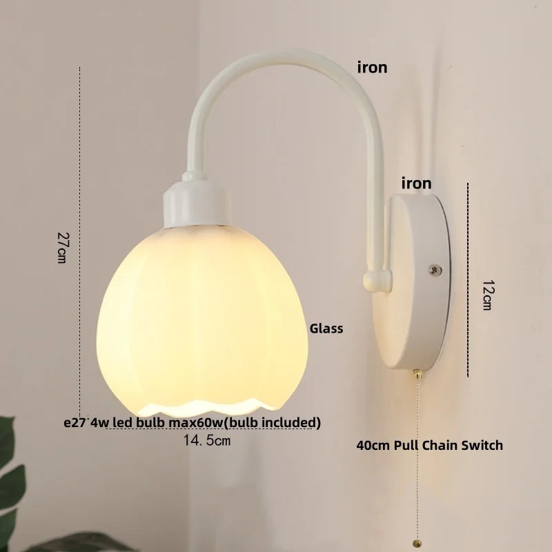 Wood Canopy LED Wall Light with Pull Chain Switch for Bar, Bedroom & Restaurant
