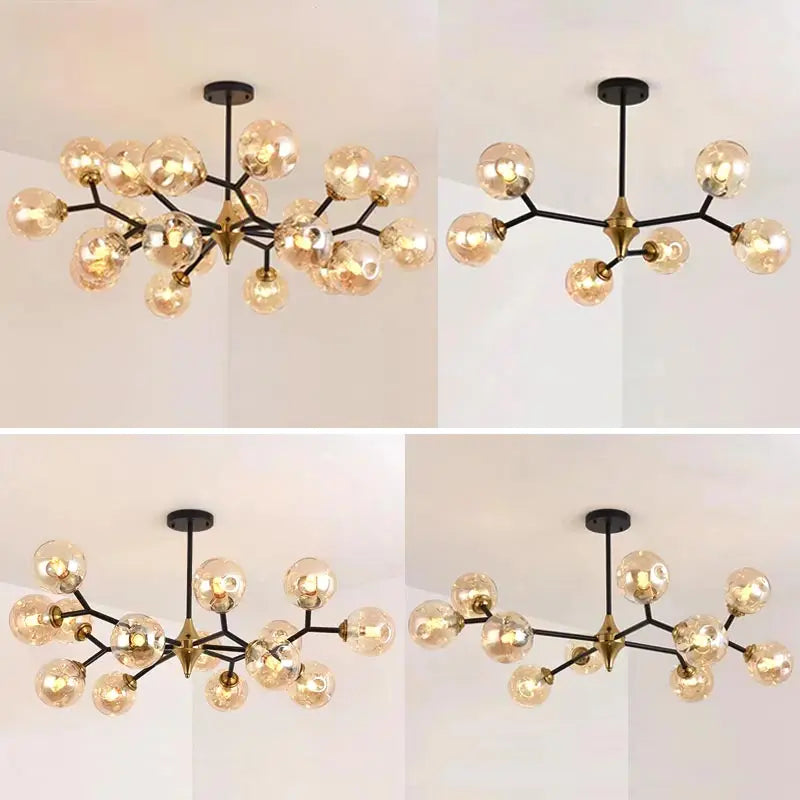 Nordic Glass Ball LED Chandelier Modern Ceiling Lamp Home Decor Fixture