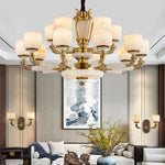 Zinc Alloy European Chandelier with Natural Jade Accent for Villa Living Room