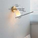 Walnut Wood LED Wall Lights Bedroom Copper Rotate Glass Pull Chain Switch