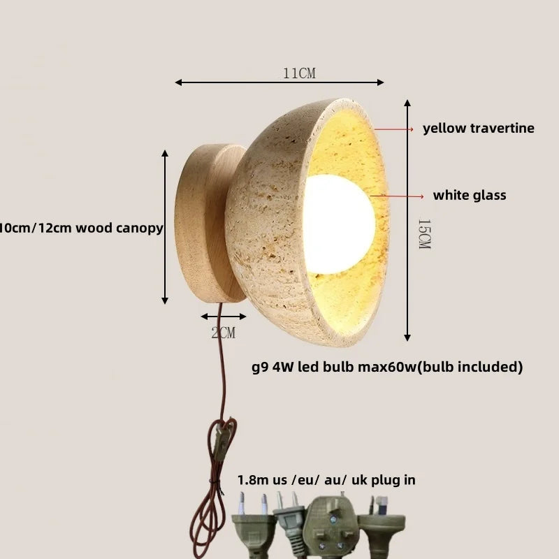 Travertine LED Wall Light - Modern Nordic Design for Hotel Dining Room