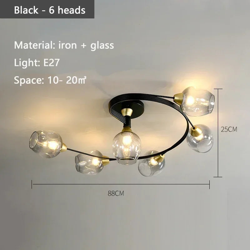 Nordic Glass Chandelier: Bedroom Dining Room Pendant Light Luminaires