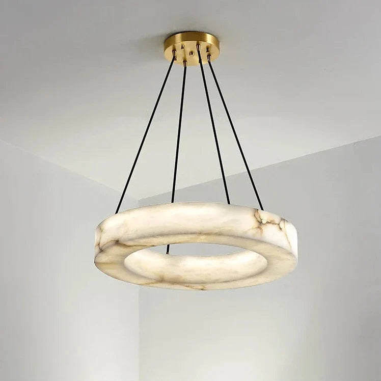 20" Natural Marble Wheel Chandelier