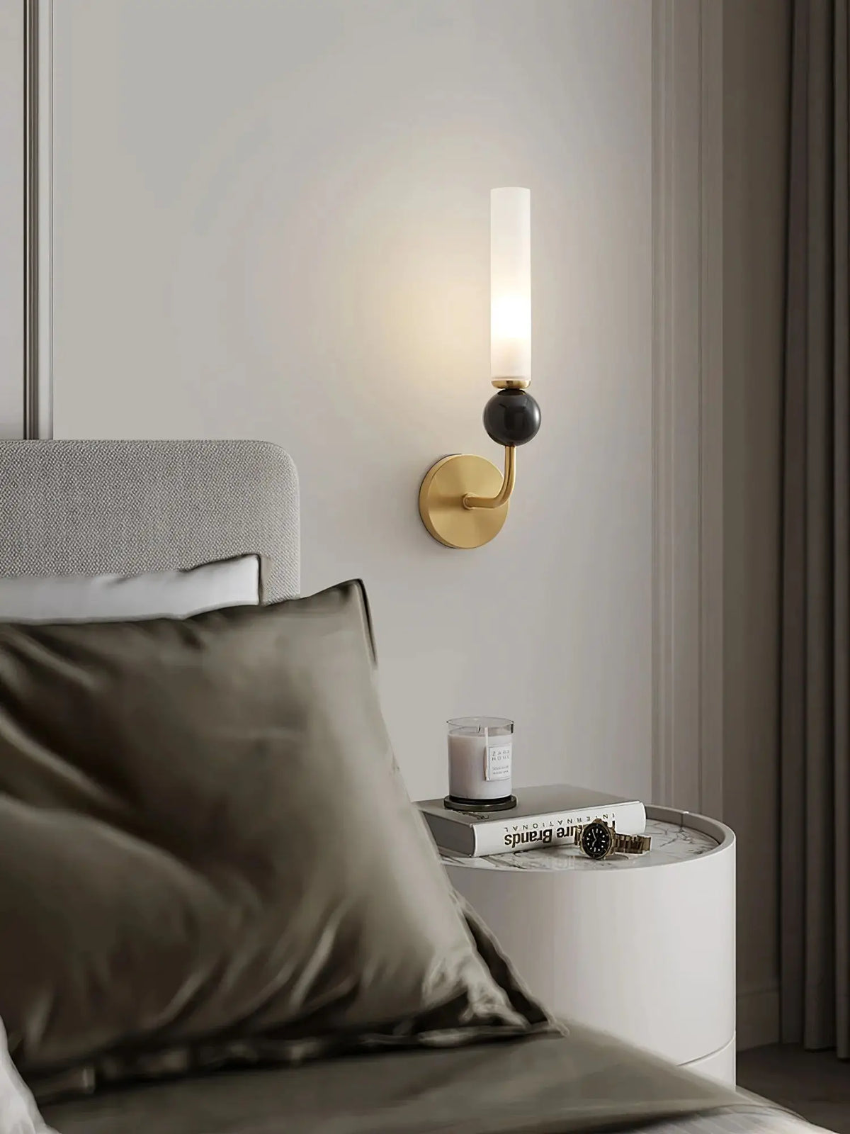 Modern Copper Base Glass Shade Wall Lamp for Living Room Lighting