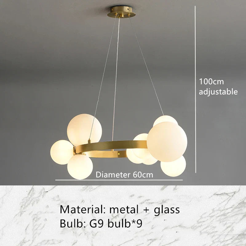 Nordic Glass Ball LED Chandelier Pendant Light for Home Decoration