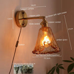 Amber Glass LED Wall Lamps for Living Room and Bathroom Mirror Lighting