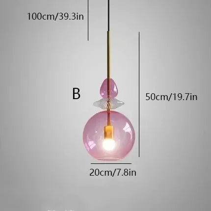 Scandinavian Macaron Stained Glass Chandelier with E27 Bulb