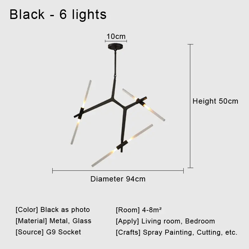 Glass LED Chandelier Ceiling Light for Modern Nordic Design Home Decor